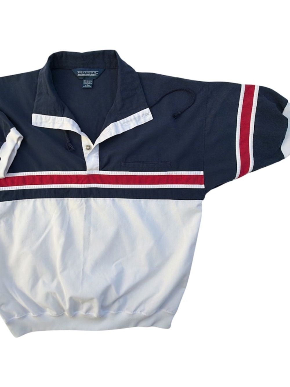 Editions by Van Heusen, navy blue, white, and red colorblock polo shirt Vintage